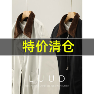 特价 复古撞色灯芯绒拼接翻领羽绒服 90白鸭绒防风夹克外套男冬季