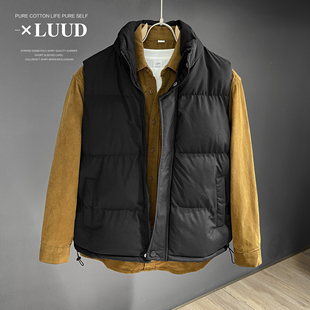 LUUD 黑色立领棉衣马甲夹克简约东大门韩版纯色无袖短款外套男士