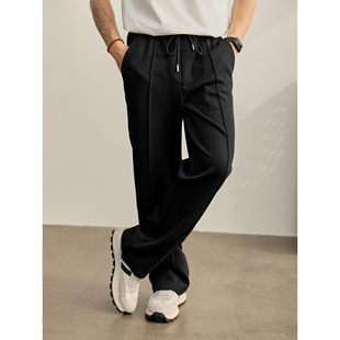 LUUD 透气莱赛尔中线分割设计休闲裤男免烫抗皱纯色百搭直筒长裤