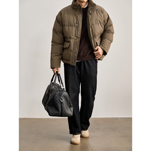 LUUD 轻熟男高蓬松保暖双重闭口立领棉服翻盖大口袋棉袄外套 时尚