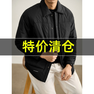 白鸭绒单排扣羽绒服外套弧形下摆工装 冬季 风翻领面包服 男士 特价