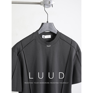 LUUD 新款双面冰爽棉夏日透气短袖男上衣创意廓形拼接感重磅T恤衫
