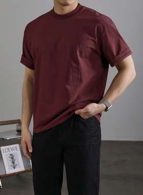 LUUD 精梳棉凉感冰爽短袖T恤衫夏装通勤男生法式体恤透气舒爽上衣