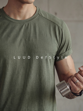 Luud Right-Shoulder Sorona Round-Neck Short-Sleeve Men's Mesh Hollow Quick-Dry Sports Cool Sun-Protection Top T-Shirt