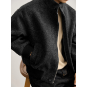 LUUD 夹克 软糯保暖时尚 毛圈肌理男士 慵懒风纯色毛绒立领外套冬季