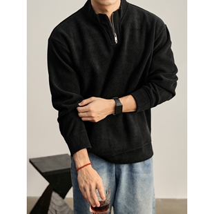 上衣 半拉链立领套头卫衣秋冬斜纹重磅550g长袖 LUUD 日系复古男士