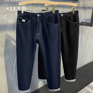 春秋经典 休闲裤 蓝色牛仔裤 复古磨毛男士 痞帅潮牌百搭哈伦裤 LUUD