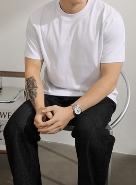 LUUD 7A抗菌级索罗娜T恤基础白色圆领上衣男士舒适透气休闲短袖衫