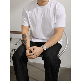 衫 舒适透气休闲短袖 7A抗菌级索罗娜T恤基础白色圆领上衣男士 LUUD