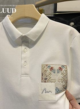 LUUD 中国风个性国潮贴布刺绣POLO衫精致简约翻领T恤透气保罗上衣