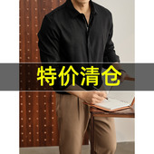 特价 免烫抗皱垂感翻领纯色衬衣 衬衫 雅痞奢感黑色男士 极简风长袖