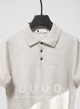 LUUD 老钱精梳棉纱修身针织短袖纹理感简约气质绅士男翻领POLO衫