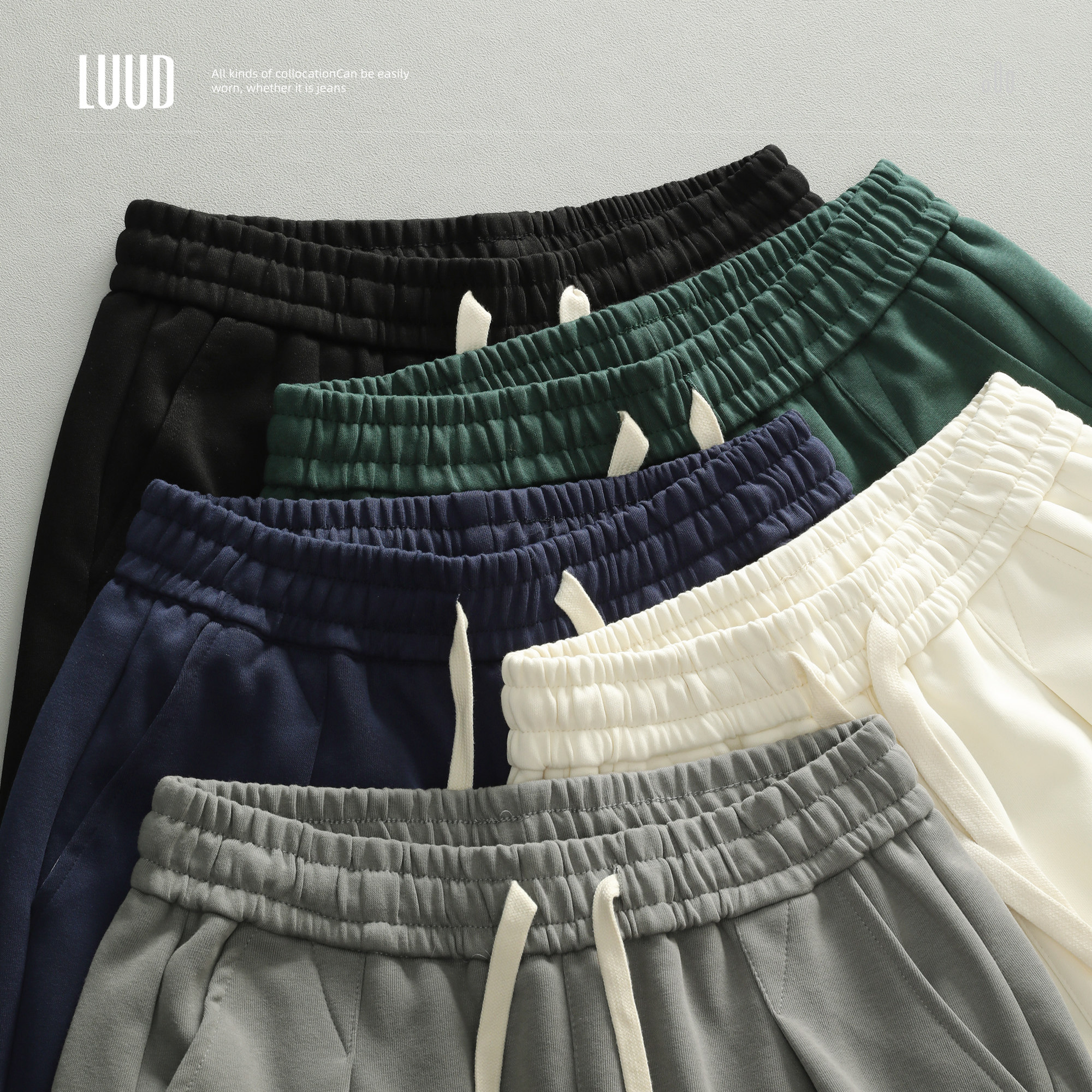 LUUD 潮牌新款休闲裤子男秋季时尚运动束脚裤直筒百搭抽绳卫裤子,男装,休闲裤,淘宝优惠券,粉丝福利购,淘宝优惠卷