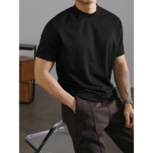 潮牌内搭重磅T恤高级感极简体恤 男款 LUUD 莱赛尔黑色cleanfit短袖