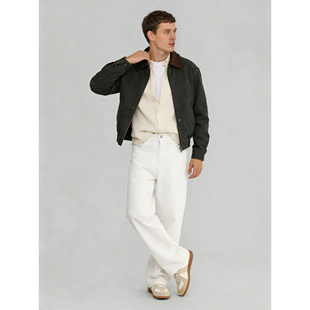 春夏季 极简百搭斜纹水洗休闲裤 男 100纯棉白色微阔直筒牛仔裤 LUUD