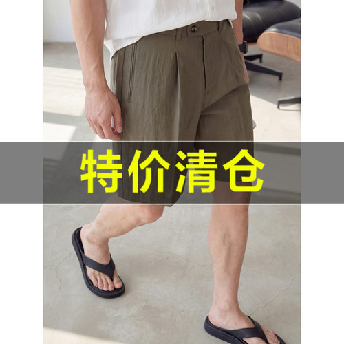 特价 复古老钱风男士纯色简约五分休闲短裤夏透气莱赛尔混纺中裤