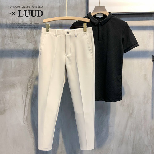 luud男士免烫西裤韩版纯色修身