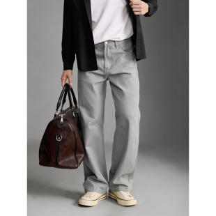 水洗棉纯色休闲百搭长裤 男春季 立体裁剪分割缝线直筒牛仔裤 LUUD