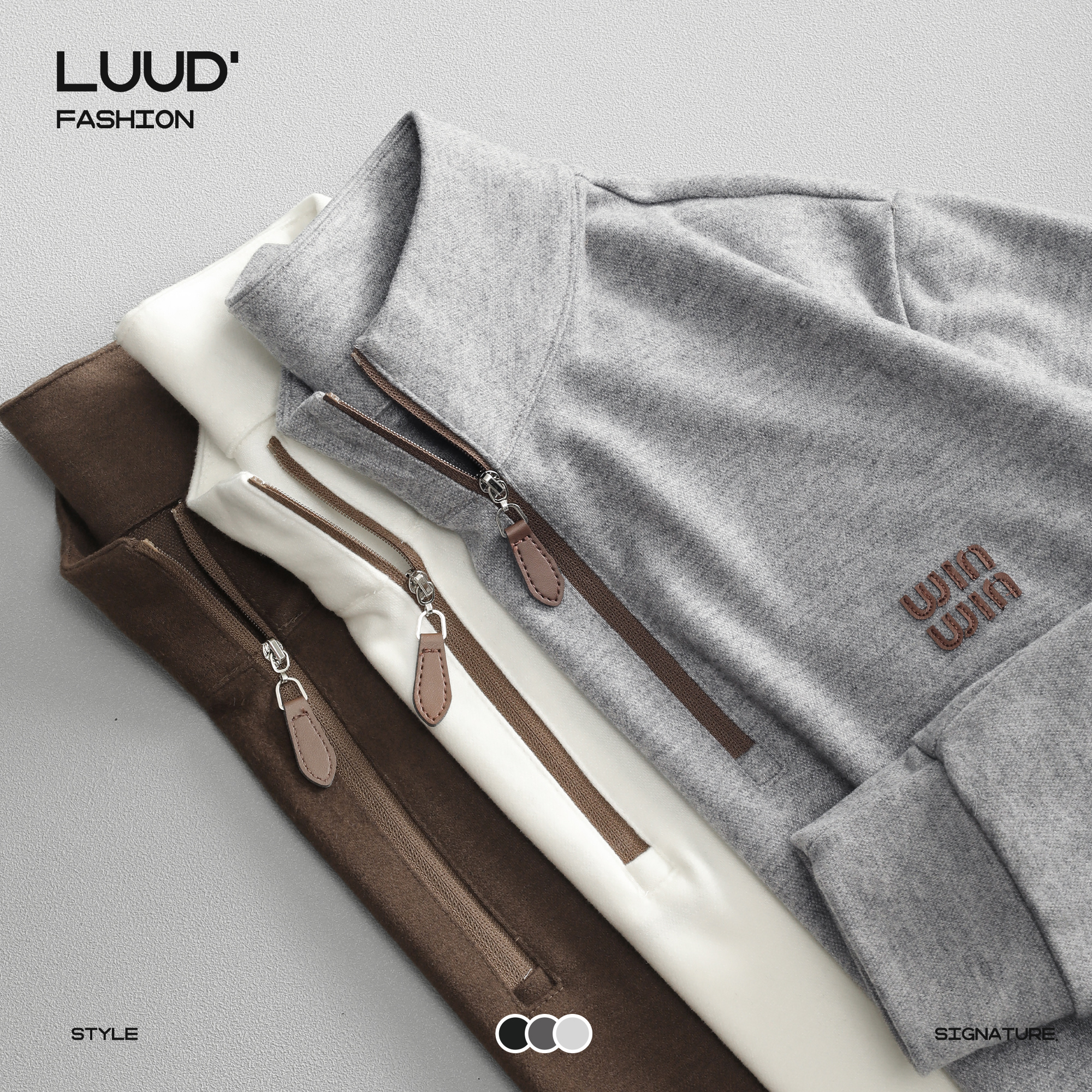 LUUD 高级感德绒半拉链卫衣男2025新款修身潮牌套头立领单穿上衣