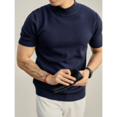 舒适保暖半高领打底衫 LUUD 男士 潮流莱赛尔中领针织短袖 毛衣 时尚