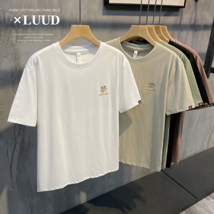 T恤衫 虎头刺绣上衣舒适男生透气夏日基础通勤短袖 奶凶奶凶 LUUD