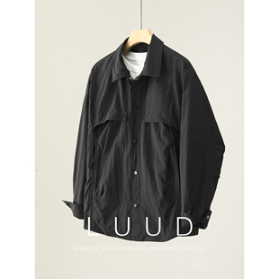 夹克冲锋衣 风单排扣翻领外套男解构针织拼接抽褶袖 LUUD 日系工装