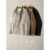 LUUD 灯芯绒拼接翻领保暖棉服水洗扎染渐变色加绒保暖外套 男冬季