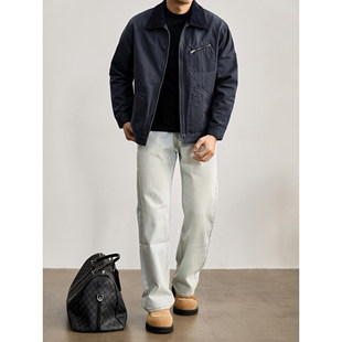 风水洗翻领夹克 工装 LUUD 哈灵顿日系复古灯芯绒拼领外套男春秋季