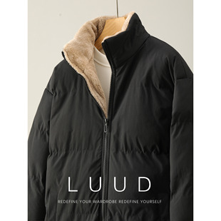 LUUD 男冬内里仿羊羔绒加厚保暖棉袄外套简约百搭抗寒立领棉夹克