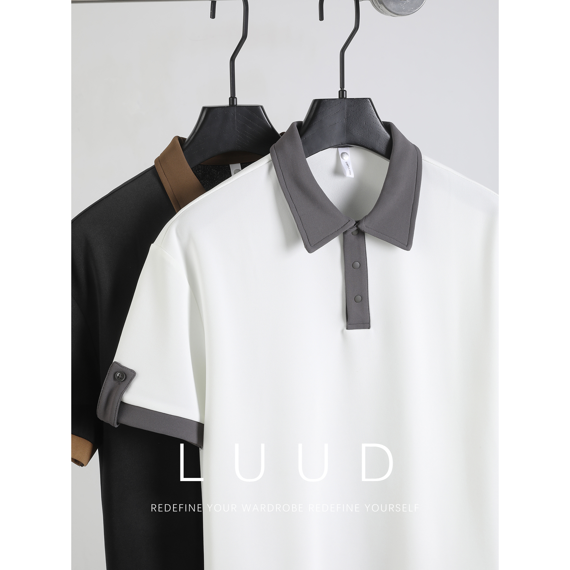 LUUD 时尚英伦风拼接撞色短袖Polo衫男士夏季亲肤百搭保罗短袖衫