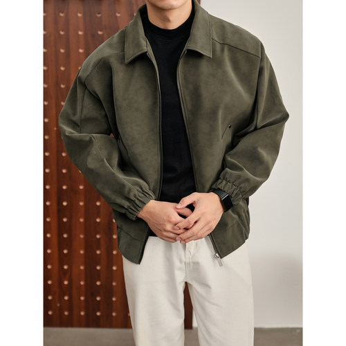 LUUD 男冬季潮流松弛感皮衣外套铆钉拼接式结构PU皮机车短款夹克