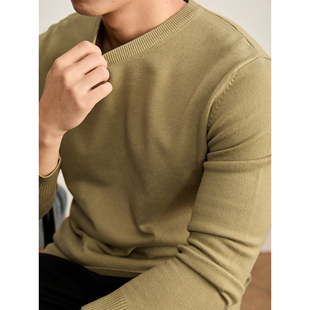 LUUD 秋冬季男士保暖内搭打底衫亲肤包芯纱极简风修身圆领针织衫