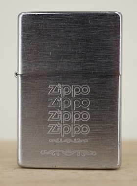原装 1996年G二手仿古拉丝蚀刻字母盒四LOGO纹章防风打火机 ZIPPO