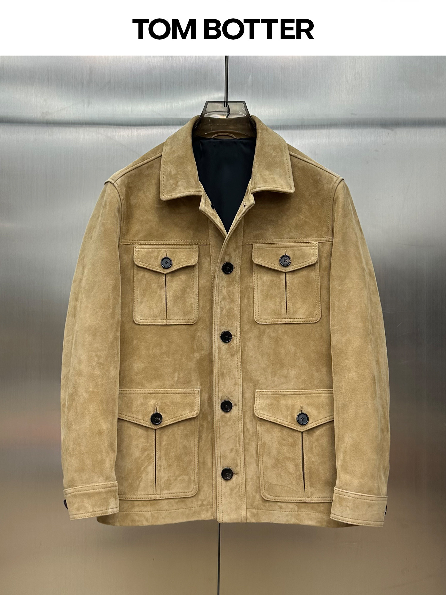 TOM BOTTER imported pile sheepskin jacket men's genuine leather jacket mid-length hunting vintage commuter jacket