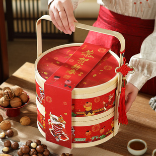 2026竹篮坚果礼盒装年货大礼包春节送礼拜年走亲戚团购定制干果礼