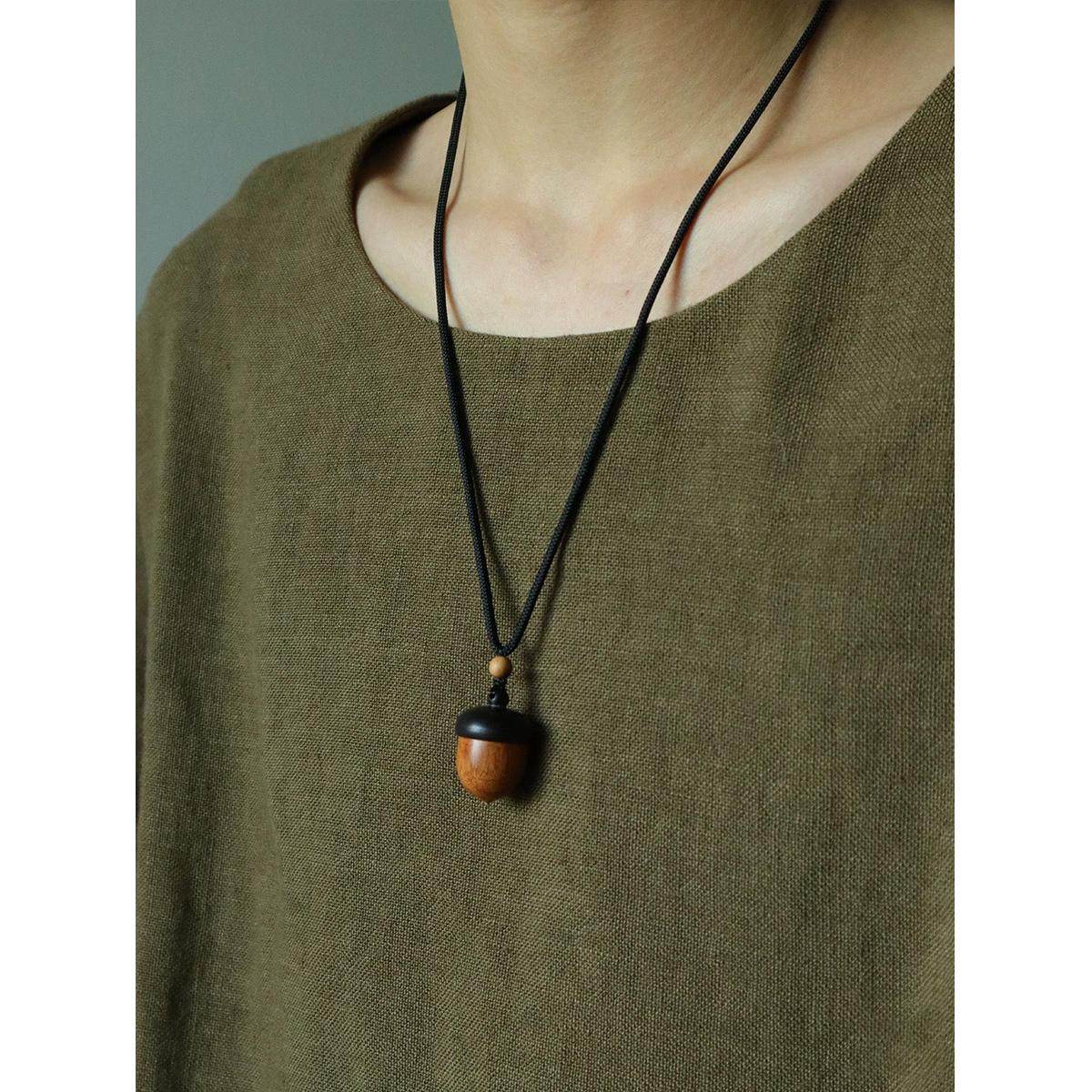 实木松果吊坠老山檀配珠橡果项链礼物复古国风配饰男女,饰品/流行首饰/时尚饰品新,项链,淘宝优惠券,粉丝福利购,淘宝优惠卷