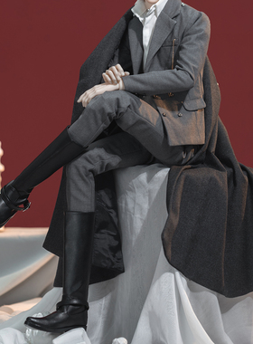 BJD娃娃 SD娃娃Ringdoll官方配件灰色毛领斗篷西服套装 Rc70-39