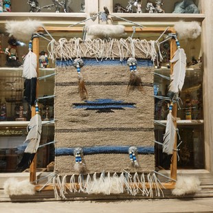 1993年印第安纳瓦霍部落原住民手工编织图腾羊毛装 饰挂毯墙挂件