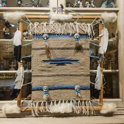 新款1993年印第安纳瓦霍部落原住民手工编织图腾羊毛装饰挂毯墙挂