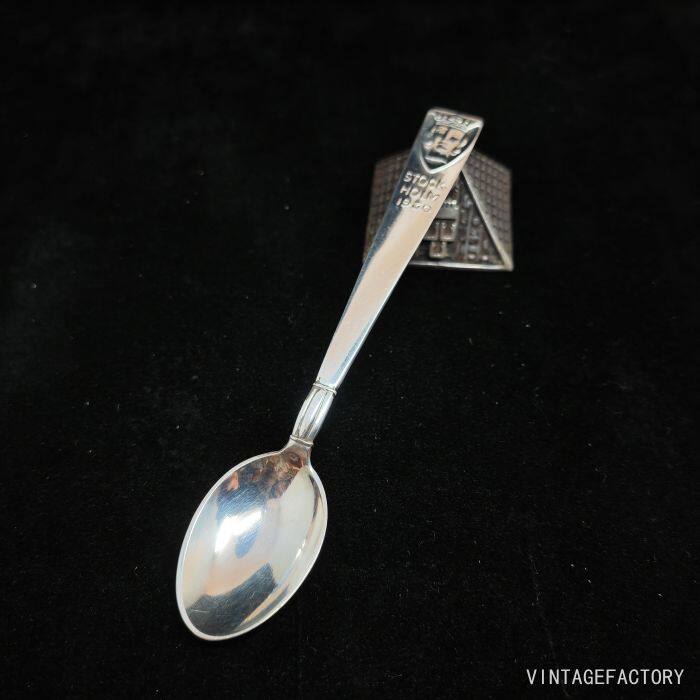 1930年斯德哥尔摩瑞典原产纪念品纯银标美式复古董咖啡小勺子