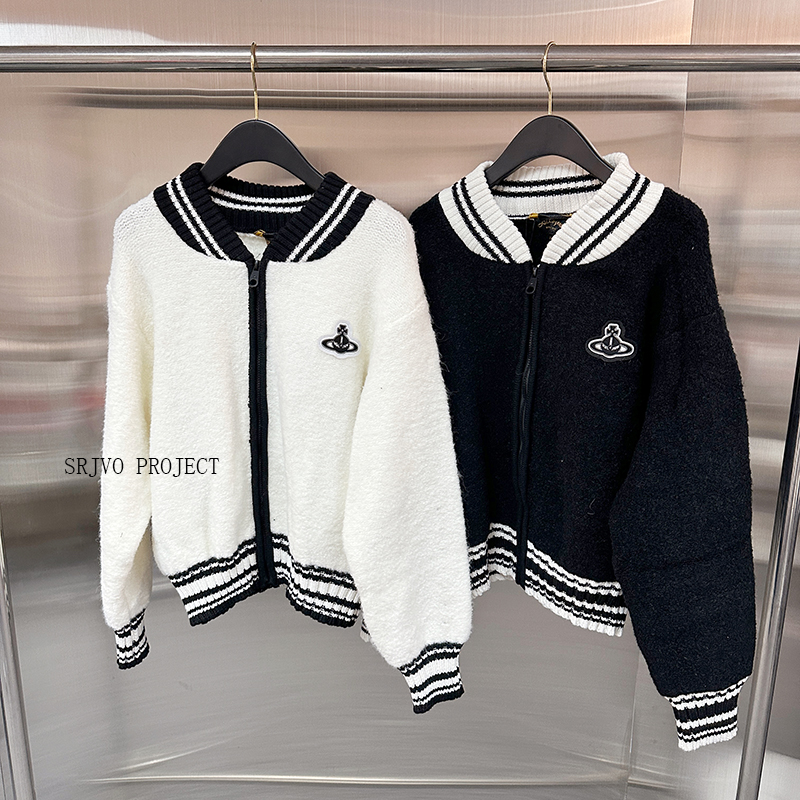 新款VW学院风拼接土星西太后针织女装棒球服
