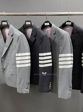 重工新款TB 色织四杠条纹修身休闲免烫雅痞男女西装