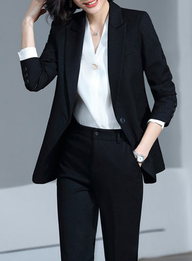 黑色套装西装女外套韩版职业职场高端正装总裁西服女上衣时尚气质