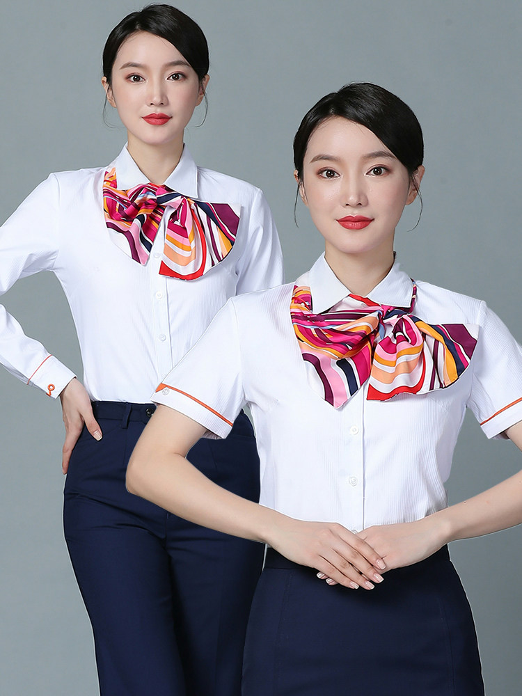 新款中国联通营业厅工作服女衬衫长袖工装制服营业员春秋短袖衬衣