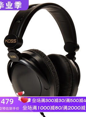 KOSS/高斯 R-80 有线耳机 隔音 封闭式 立体声 录音室 黑色 新款