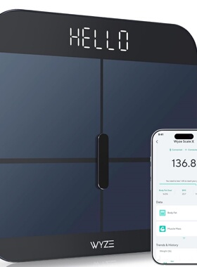 Wyze Smart Scale X 体重秤 体脂秤 BMI 肌肉质量 心率监测 蓝色