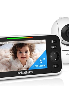HelloBaby HB6550婴儿看护器 摄像头 5英寸屏幕 通话 摇篮曲 新款
