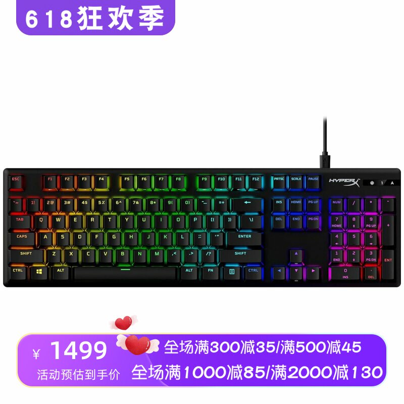 HyperX Alloy Origins 合金起源 有线机械键盘 游戏 PBT键帽 黑色