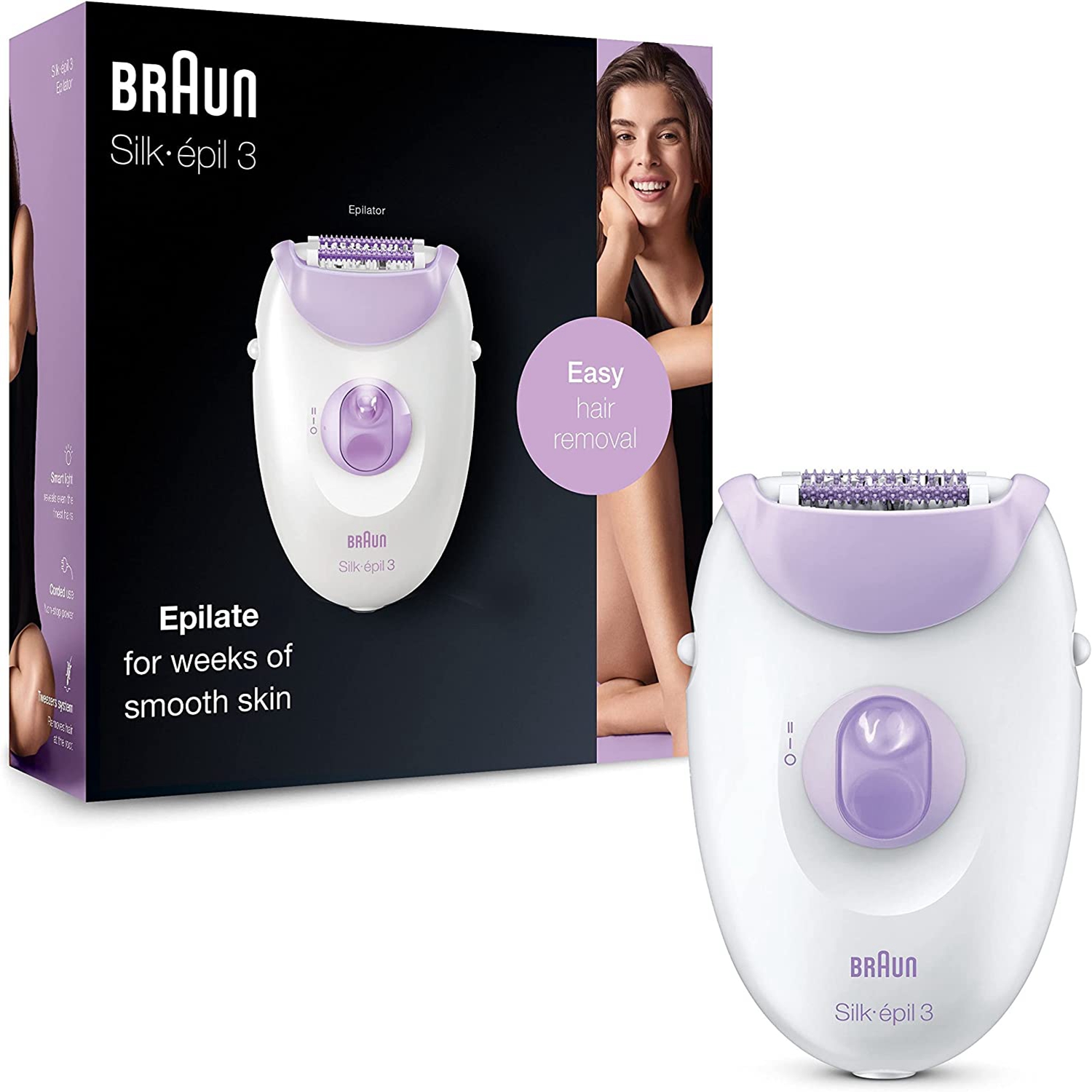 Braun/博朗 Silk-épil 3 3-170 女士脱毛器 两种速度设置 白紫色