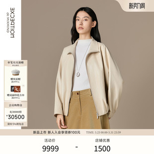 设计皮夹克拉链皮衣外套女 大落肩袖 EXCEPTION例外女装 中式